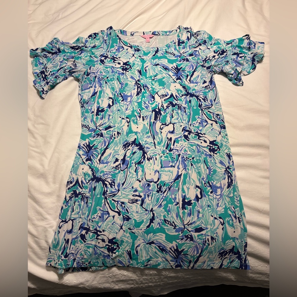Lilly Pulitzer blue and green pattern dress